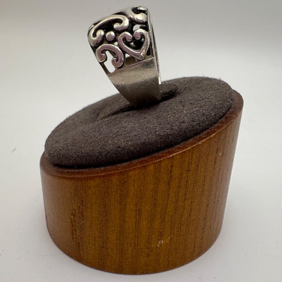 VTG Solid Sterling Silver 925 Scroll Design Tapered Band Ring Size 5.75 - Picture 4 of 15